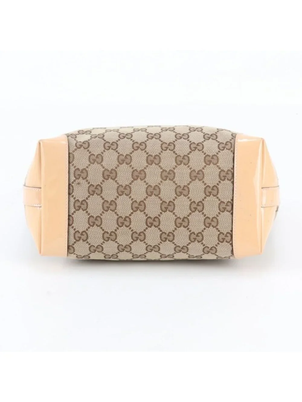 Gucci GG Canvas Bamboo Leather Handbag Tote Brown